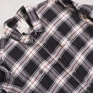 Tilley Sz XL Woman Black Plaid Button-Down Shirt 100% Organic Cotton
